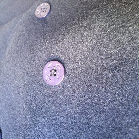 Real Comfort Wool Pea Coat Navy Blue Double Breasted L Vintage - Picture 8 of 12